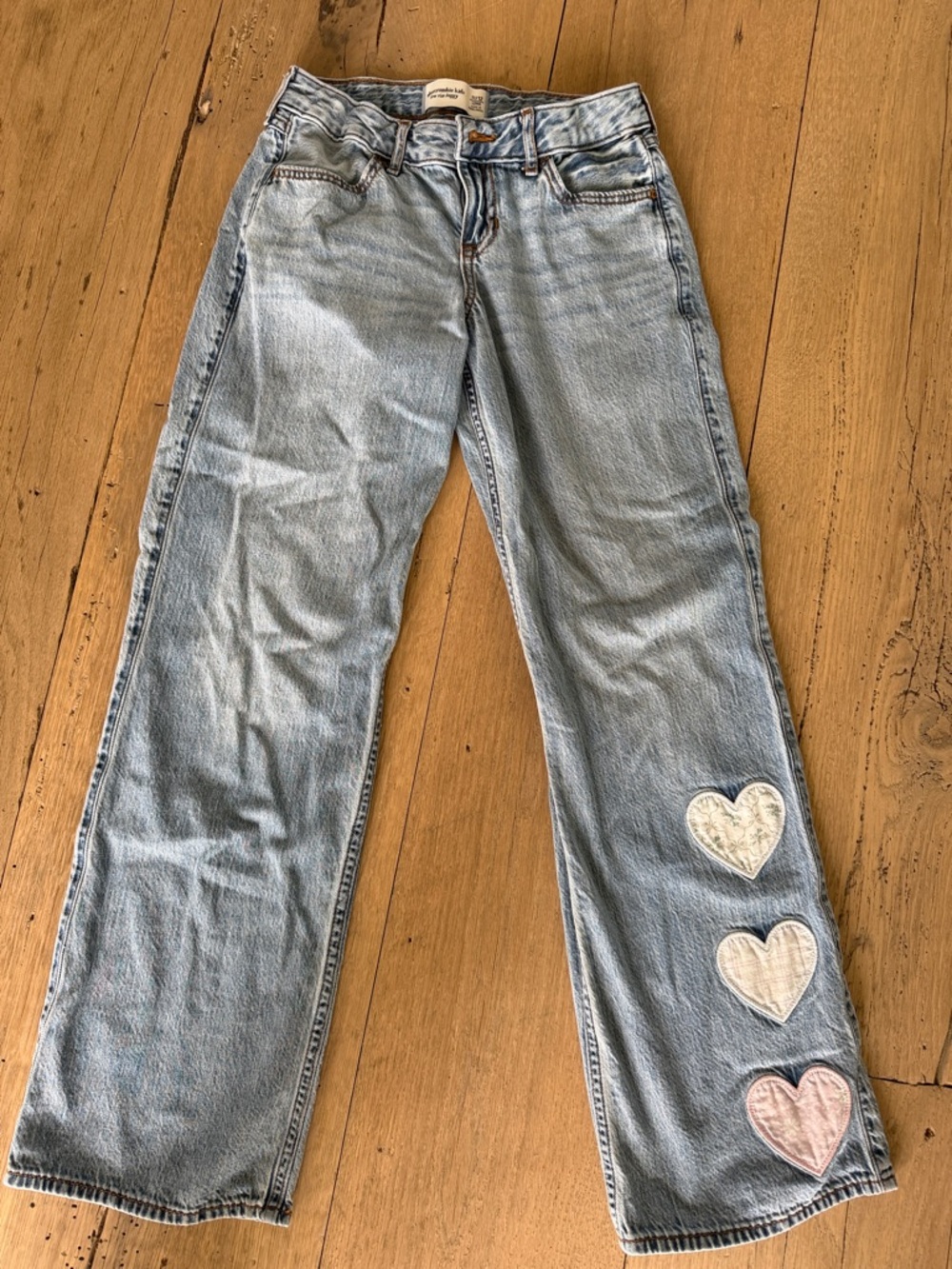 abercrombie kids Low Rise Baggy Jeans with Heart Patches